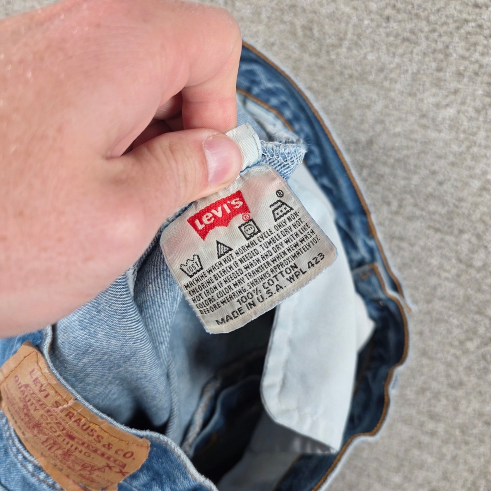 Vintage 90s Levi's 501xx 32x34 Mens Blue Straight Leg Denim Jeans Made in USA - Picture 11 of 14